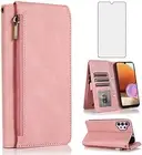 Compatible with Samsung Galaxy A32 4G 6.4 inch Wallet Case Tempered Glass Screen