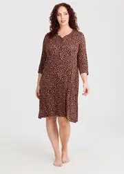 [Taking Shape] Taking Shape Bamboo Animal Placket Nightie Size 26 in Print - Plus Size Women's Sleepwear Print