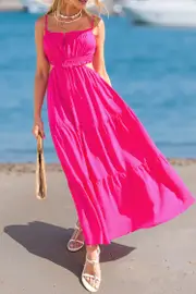 Cupshe Flamingo Tide Pink Maxi Dress - Pink,M