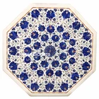 3'x3' Marble Dining Table Top Side Table Lapis Lazuli Inlay Hallway Decor