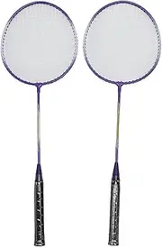 Professional Badminton Racket Set 2 Pack Ferroalloy Frame with Anti Slip Handle Enhanced Power and Control for Beginners Adults Students Purple 645mm