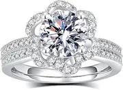 [JIEKAYUAN] 2.8CTTW Moissanite Engagement Ring For Women D Color VVS1 Round Cut Promise Rings For Wife Girlfriend Girls Her S925 Sterling Silver Plated With 18K Gold for Anniversary Wedding Valentines