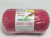 New Vintage Bonnie Macrame Braid 6mm 100 Yard~91 Meters Craft Cord Red/Pink NEW