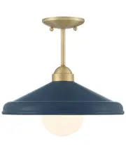 Lumanity Brooks Matte Navy 14in Semi-Flush Mount Ceiling Barn Light