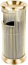 Outdoor Trash Can Cylindrical Trash Can, Vertical Stainless Steel Trash Can with Top Ashtray Tray, Commercial Waste Container for Indoor and Outdoor Use Outside Garbage can(Gold)