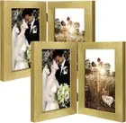 Golden State Art 5x7 Double Picture Frame Vertical Hinged Photo Frame 2 Openi...