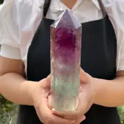 1.87LB natural fluorite quartz crystal obelisk wand point healing G4550