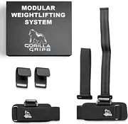 Gorilla Grips wrist wraps for weightlifting men with weight lifting hooks, wrist straps for men and women combining deadlift straps, pull up grips and modular attachments.