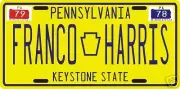Pittsburgh Steelers Franco Harris 1979 License plate
