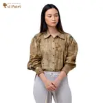 女式長袖襯衫襯衫 ECOPRINT CHLOROFIL EARTH TONE BWA-039