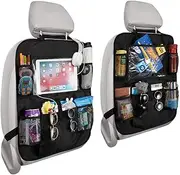 Car Seat Back Protector - RIGHTWELL Pack of 2 Car Organiser for Children, 10 in Touch Screen iPad Tablet Holder - Storage Toy, Books, Drinks - Travel Accessories for Children