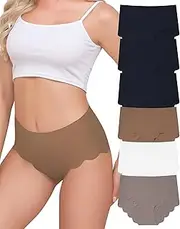 [Aijolen] Women's Seamless High Waist Seamless Briefs Seamless Underwear Women High Waist Briefs Comfortable Hipster No Show Panties Waist Briefs Multipack S-XXL