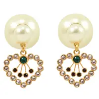 在飛比找momo購物網優惠-【Dior 迪奧】奢華風彩鑽愛心吊飾大小珠珠針式時尚耳環(金