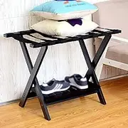 Guest Room Luggage Rack, Folding Suitcase Stand Luggage Rack Luggage Rack, Bedside Storage Rack, Clothes Rack, Foldable Solid Wood Luggage Rack, for Bedroom, Hotel, Guest Room, Hotel (Color