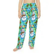 Christmas Pattern Women's Pajama Pants, Winter Lounge Sleepwear, Cozy Flannel PJ