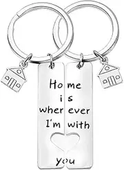 [BESPORTBLE] 1 Pair Couple Keychain New Home Keychian New Home Keychain Couple Keyring Hanging Keychain First Home Key Ring Congratulations Charms Key Chain Lovers Is Titanium Steel