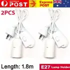 White 2x E27 Plug-In Hanging Pendant Light Lamp Bulb Socket Cord On &Off Switch