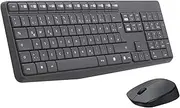 Logitech MK235 Wireless Keyboard and Mouse Combo for Windows, 2.4 GHz Wireless with Unifying USB-Receiver, Wireless Mouse, 15 FN Keys, 3-Year Battery Life, PC/Laptop, QWERTZ German Layout - Black