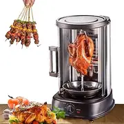Electric Shawarma Smokeless Grill Roaster,1380W Commercial 360° Rotary Barbecue Machine with 60 Min Timer, Sliding Glass Door,Auto Shut-Off,Vertical Broiler Kebab Rotisserie Grill Doner, Tempe Adjust,