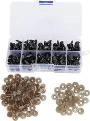 Respicefinem Black Plastic Eyes Noses with Washers Ideal DIY Accessories for Plush Dolls Teddy Bears Stuffed Animals Toys