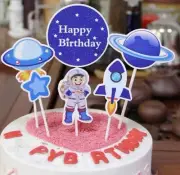 6pcs rocket astronaut cake topper outer space ufo rocket cupcake Toppers