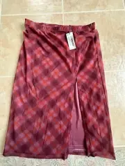 Nasty Gal Petite Check Mesh Midi Skirt With Side Split Multi size 6