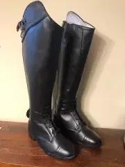 NEW in BOX TUFFRIDER LADIES KENLEY LEATHER FIELD BOOTS Black Size 7.5 Wide