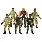 10cm Set of 6 Army Soldier Warrior Movable Joint with Gun Figure Kids Gifts