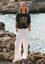 [Lorna Jane] Linen Lounge Pants in Neutrals, Cotton/Linen, Size - Small S Porcelain