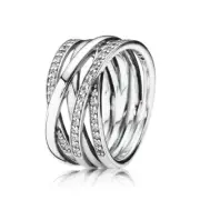 Authentic Pandora Sparkling & Polished Lines Ring 190919CZ-54 Brand New