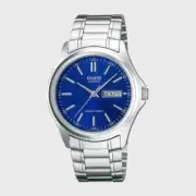 Casio Men's Analog Silver Stainless Steel Watch MTP-1239D-2A - Elegant Blue Dial
