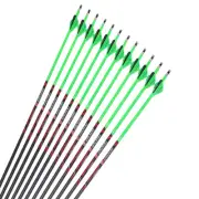 12pcs Archery Carbon Arrows Spine250-600 ID6.2mm 2"Arrow Vane Compound Bow
