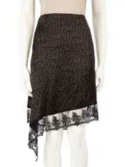 Givenchy Black Silk Star Lace Trim Mini Skirt