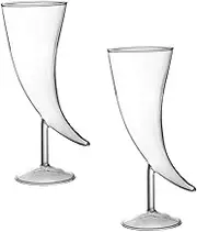 Ipetboom 2 Pcs Moon Shaped Horn Goblet Glasses Creative Transparent Cocktail Cups for Parties Home Use Stable Non Slip Design Food Grade Safety Glass
