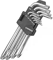 Viganoc Chrome Vanadium Steel Long Arm Torx Star Allen Wrench Set, T10-T50, 9-Piece