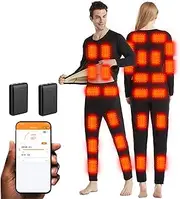 [IMYOGI] Cozy Heated Underwears Suit for Men, Smart APP Control Women Thermal Underwears Shirt and Pant Motorcycle Long Johns Set
