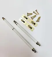 Adjustable White Sash Curtain Rods with Brass Ends -Set of 2, 7 extend 12 Inches