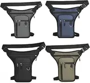 Tacticals Drop Leg Bag - 4Pcs Motorcycle Leg Bag with Adjustable Strap, Thigh Pouch for Women Men, Expandable Storage Messenger Shoulder Pouch Waist Pack for Cycling, Hiking, Fishing, Camping, Outdoor