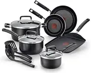 T-fal C530SC Signature Nonstick Expert Thermo-Spot Heat Indicator Dishwasher Safe Cookware Set, 12-Piece, Black