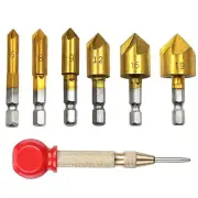 Hex Shank 5-blade Chamfer Countersunk Drill Bits Chamfering Knife Countersink Wood Plastics PVC Woodworking Hole Saw Kit
