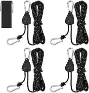 4 Pcs Reflective Tent Ropes, 4 MM Tent Guy Ropes, Tent Cord Paracord Rope with Storage Bag, Adjustable Nylon Outdoor Rope, Suitable for Tent Tarpaulin Awning Camping (Black, 4 M) ﻿