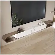 Wall Mounted Floating TV Cabinet, Scalable TV Unit with Drawers, Stainless Steel Frame and Stone Top Table Entertainment Media Console