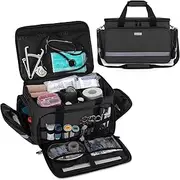 CURMIO Nurse Bag, Medical Bag Clinical Bag with Inner Dividers and No-Slip Bottom for Home Visits, Health Care, Hospice, Fits for Nursing Students, Physical Therapists, Doctor, Black, Type1, Modern