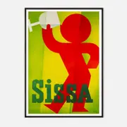 Galrie Charming Vintage Sissa Poster - Minimalist Artwork with Wine and Bold Colors, Black Frame, 70 x 100cm (28 x 40inch)