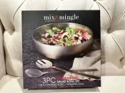 NEW! Denmark Tools 3 Piece 11" Stainless Steel Salad Serving Mixing Bowl Set