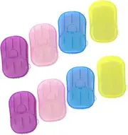Parliky 8 Pack Boxed Travel Size Toiletries Soap Sheets Portable Hand Washing Tablets Paper Soap Safe for Bath Face Hand Wash Ideal for Camping Hiking BBQ Office Home Random Color