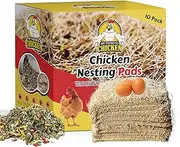Chicken Nesting Pads with Aromatic Nest Herbs | Natural Excelsior Aspen Fiber Poultry Bedding | 13 x 13 Inches | Pack of 10