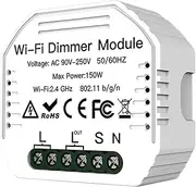 RAYWE 90-250V WiFi Dimmer Module Dimmer Switch Smart Light Switches 2 Way Switch Voice Control APP Remote Control Timing Function Mini Design