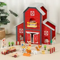 在飛比找蝦皮商城優惠-兒童木質拆裝農場模型玩具屋 仿真北歐風娃娃房 拼搭別墅 過家