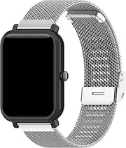 [Turnwin] intended for LIGE Smart Watch Metal Mesh Wristband - Stainless Steel No Tools Needed Adjustable Clasp Men Women Strap intended for LIGE Smartwatch (20mm, Silver)